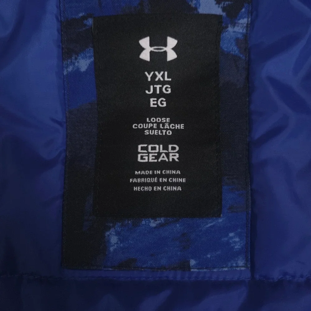 Under Armour Jacket Boys YXL Blue Steeze Eaze Storm Proof Camo Insulated Hooded